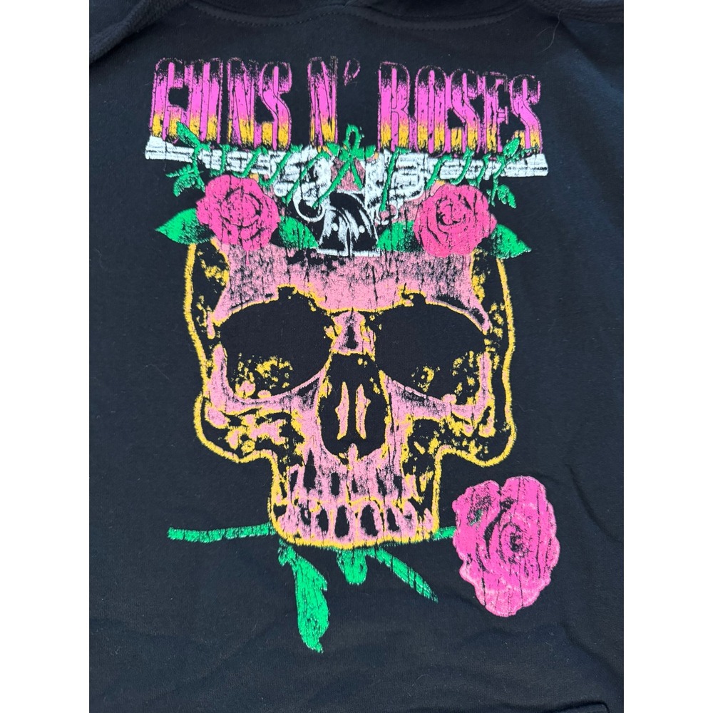 Guns N Roses US Tour 1991 Skull Roses Black Pullover Hoodie Size L - Picture 2 of 5